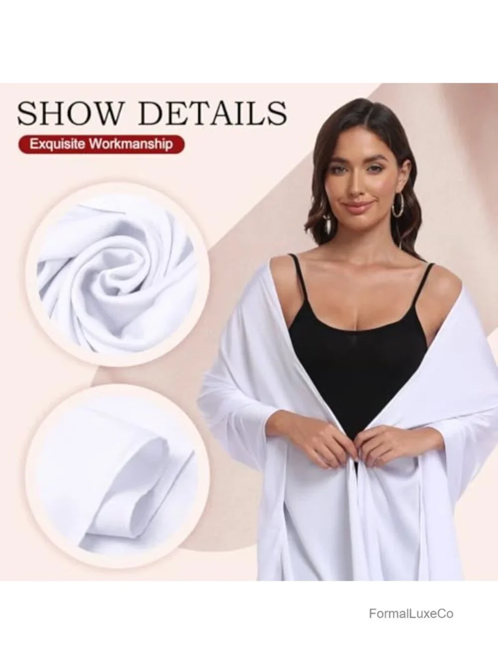 Satin Shawl Wrap for Evening Dresses Wedding Formal Cover Up